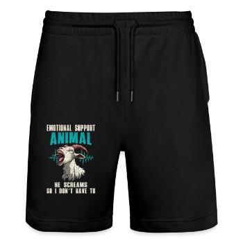 Soutien émotionnel Une chèvre animale crie pour moi - Short de jogging bio TRAINER Stanley/Stella unisexe - noir - Devant - Nik (191cm) & Marisol (170cm)