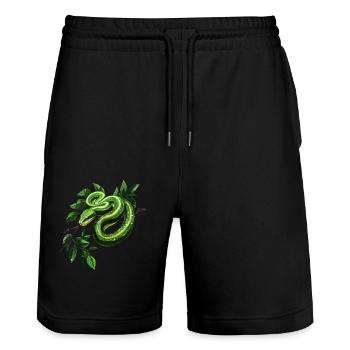 Arbre vert Python Serpents Amoureux Terrarium - Short de jogging bio TRAINER Stanley/Stella unisexe - noir - Devant - Nik (191cm) & Marisol (170cm)