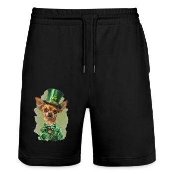 Chihuahua - Stanley/Stella Unisex Bio Joggingshorts Trainer  - Schwarz - Vorne - Nik (191cm) & Marisol (170cm)