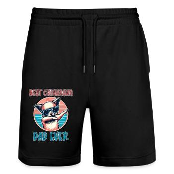 Chihuahua Saying Dad Funny Chihuahua Gift - Stanley/Stella Trainer Unisex Organic Jogging Shorts - black - Front - Nik (191cm) & Marisol (170cm)