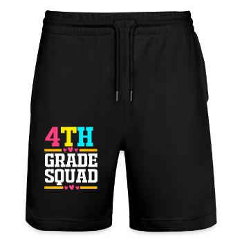 4th Grade - Stanley/Stella Trainer Unisex Organic Jogging Shorts - black - Front - Nik (191cm) & Marisol (170cm)
