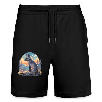 Renards gris Renard gris - Short de jogging bio TRAINER Stanley/Stella unisexe - noir - Devant - Nik (191cm) & Marisol (170cm)