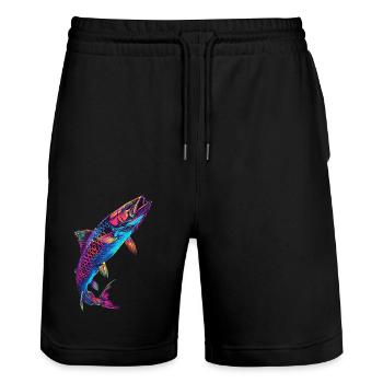 Tarpon - Stanley/Stella Unisex Bio Joggingshorts Trainer  - Schwarz - Vorne - Nik (191cm) & Marisol (170cm)