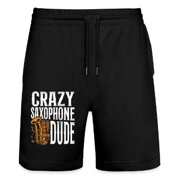 Saxophone Crazy Saxophone Dude - Stanley/Stella Unisex Bio Joggingshorts Trainer  - Schwarz - Vorne - Nik (191cm) & Marisol (170cm)