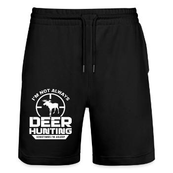 Deer Hunting Always Deer Hunting Sometimes Asleep - Stanley/Stella Trainer Unisex Organic Jogging Shorts - black - Front - Nik (191cm) & Marisol (170cm)