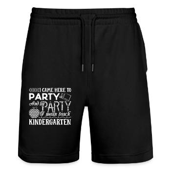 Kindergarten Teacher I Teach Kindergarten - Stanley/Stella Trainer Unisex Organic Jogging Shorts - black - Front - Nik (191cm) & Marisol (170cm)