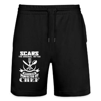 Chef Invented By Chef Perfected By Chef - Stanley/Stella Trainer Unisex Organic Jogging Shorts - black - Front - Nik (191cm) & Marisol (170cm)