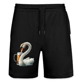 Schwanen Bier - Stanley/Stella Unisex Bio Joggingshorts Trainer  - Schwarz - Vorne - Nik (191cm) & Marisol (170cm)