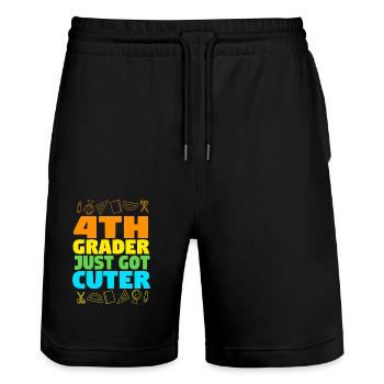 4th Grade - Stanley/Stella Trainer Unisex Organic Jogging Shorts - black - Front - Nik (191cm) & Marisol (170cm)