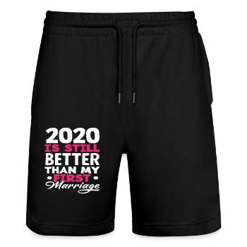 2020 Is Still Better Than My First Marriage - Stanley/Stella Trainer Unisex Organic Jogging Shorts - black - Front - Nik (191cm) & Marisol (170cm)