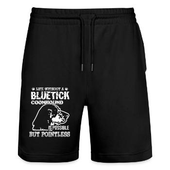 Life Without A Bluetick Coonhound - Stanley/Stella Trainer Unisex Organic Jogging Shorts - black - Front - Nik (191cm) & Marisol (170cm)