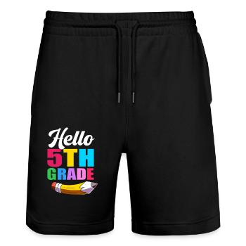 5. Klasse - Stanley/Stella Unisex Bio Joggingshorts Trainer  - Schwarz - Vorne - Nik (191cm) & Marisol (170cm)