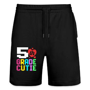 5. Klasse - Stanley/Stella Unisex Bio Joggingshorts Trainer  - Schwarz - Vorne - Nik (191cm) & Marisol (170cm)