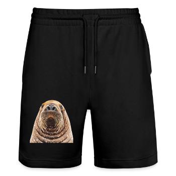 Walross - Stanley/Stella Unisex Bio Joggingshorts Trainer  - Schwarz - Vorne - Nik (191cm) & Marisol (170cm)