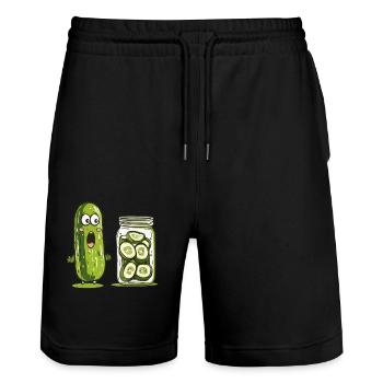 Lustige Gurke Staunt Über Eingelegte Verwandte - Stanley/Stella Unisex Bio Joggingshorts Trainer  - Schwarz - Vorne - Nik (191cm) & Marisol (170cm)