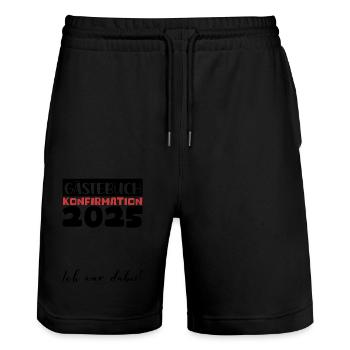 Confirmation 2025 Guestbook Decoration Girls Boys - Stanley/Stella Trainer Unisex Organic Jogging Shorts - black - Front - Nik (191cm) & Marisol (170cm)
