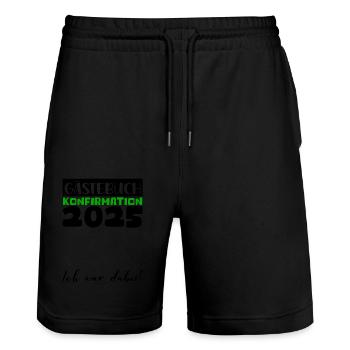 Confirmation 2025 Guest Book Decoration Girls Boys - Stanley/Stella Trainer Unisex Organic Jogging Shorts - black - Front - Nik (191cm) & Marisol (170cm)
