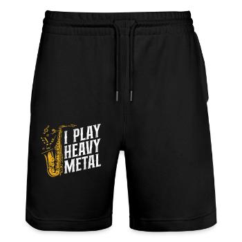 Saxophone I Play Heavy Metal - Stanley/Stella Unisex Bio Joggingshorts Trainer  - Schwarz - Vorne - Nik (191cm) & Marisol (170cm)