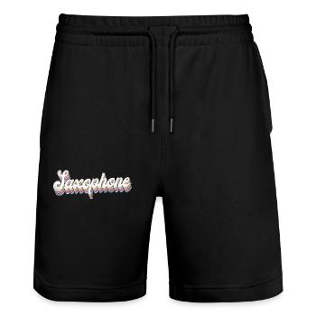 Saxophone Retro Vintage 80s 90s - Stanley/Stella Unisex Bio Joggingshorts Trainer  - Schwarz - Vorne - Nik (191cm) & Marisol (170cm)
