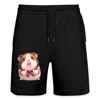 Meerschweinchen - Stanley/Stella Unisex Bio Joggingshorts Trainer  - Schwarz - Vorne - Nik (191cm) & Marisol (170cm)