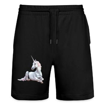 Einhorn - Stanley/Stella Unisex Bio Joggingshorts Trainer  - Schwarz - Vorne - Nik (191cm) & Marisol (170cm)