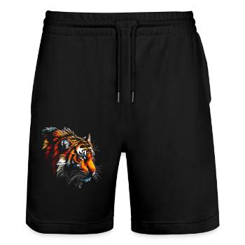 Funny Tiger Art Animal Nature Wildlife Animals Zoo - Stanley/Stella Trainer Unisex Organic Jogging Shorts - black - Front - Nik (191cm) & Marisol (170cm)