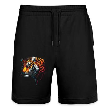 Funny Tiger Art Animal Nature Wildlife Animals Zoo - Stanley/Stella Trainer Unisex Organic Jogging Shorts - black - Front - Nik (191cm) & Marisol (170cm)