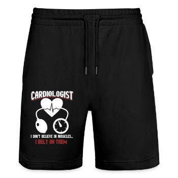 Cardiologist Rely On Miracles - Stanley/Stella Trainer Unisex Organic Jogging Shorts - black - Front - Nik (191cm) & Marisol (170cm)