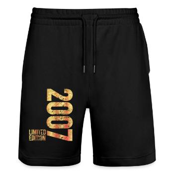 18ème anniversaire garçon cadeau édition limitée 2007 - Short de jogging bio TRAINER Stanley/Stella unisexe - noir - Devant - Nik (191cm) & Marisol (170cm)