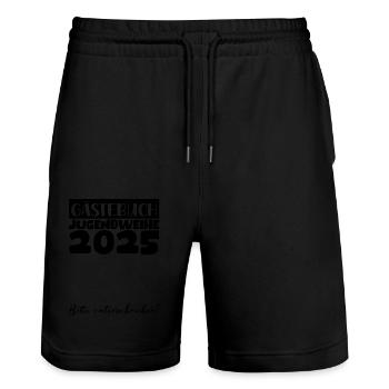 Jugendweihe 2025 Guestbook Gift Girls Boys - Stanley/Stella Trainer Unisex Organic Jogging Shorts - black - Front - Nik (191cm) & Marisol (170cm)