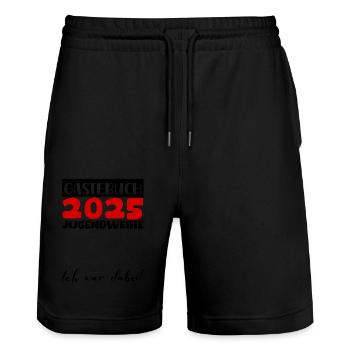 Jugendweihe 2025 Guestbook Gift Girls Boys - Stanley/Stella Trainer Unisex Organic Jogging Shorts - black - Front - Nik (191cm) & Marisol (170cm)