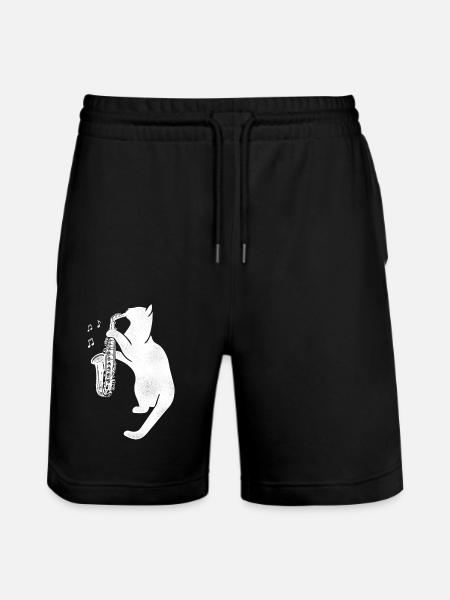 Saxophone Cat - Stanley/Stella Trainer Unisex Organic Jogging Shorts - black