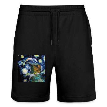 Kolibri - Stanley/Stella Unisex Bio Joggingshorts Trainer  - Schwarz - Vorne - Nik (191cm) & Marisol (170cm)