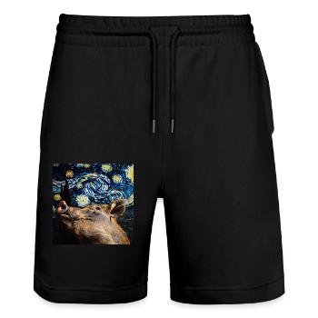 Warzenschwein - Stanley/Stella Unisex Bio Joggingshorts Trainer  - Schwarz - Vorne - Nik (191cm) & Marisol (170cm)