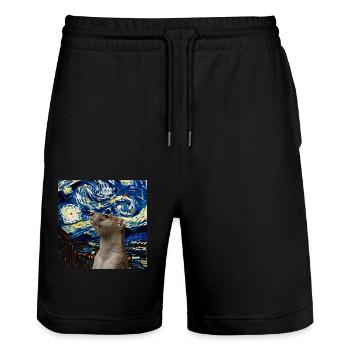 Wiesel - Stanley/Stella Unisex Bio Joggingshorts Trainer  - Schwarz - Vorne - Nik (191cm) & Marisol (170cm)