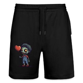 Zombiekind mit Herzballon - Süß und Gruselig - Stanley/Stella Unisex Bio Joggingshorts Trainer  - Schwarz - Vorne - Nik (191cm) & Marisol (170cm)