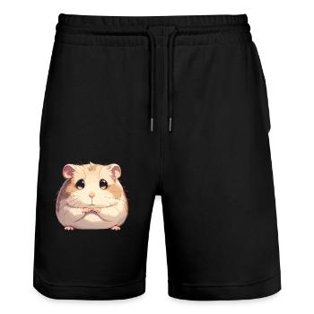 Hamster - Stanley/Stella Unisex Bio Joggingshorts Trainer  - Schwarz - Vorne - Nik (191cm) & Marisol (170cm)