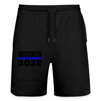 Jugendweihe 2025 Guestbook Gift Girls Boys - Stanley/Stella Trainer Unisex Organic Jogging Shorts - black - Front - Nik (191cm) & Marisol (170cm)