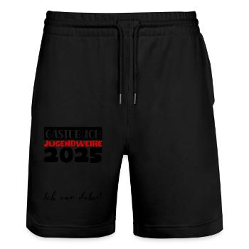 Jugendweihe 2025 Guestbook Gift Girls Boys - Stanley/Stella Trainer Unisex Organic Jogging Shorts - black - Front - Nik (191cm) & Marisol (170cm)