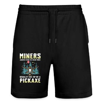 Miners Always Stick To Their Point - Stanley/Stella Unisex Bio Joggingshorts Trainer  - Schwarz - Vorne - Nik (191cm) & Marisol (170cm)