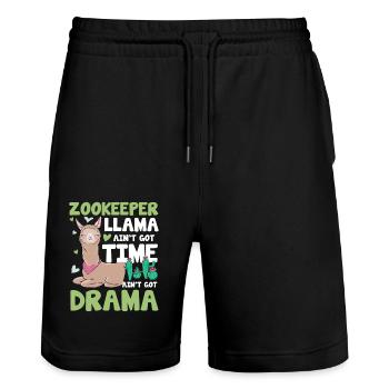 Zookeeper Llama Ain't Got Time For Your Drama - Stanley/Stella Unisex Bio Joggingshorts Trainer  - Schwarz - Vorne - Nik (191cm) & Marisol (170cm)