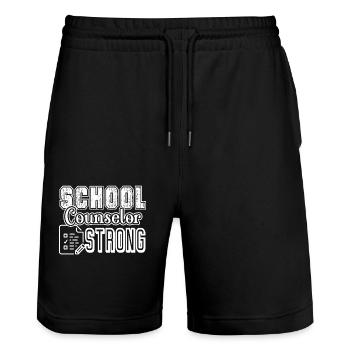 School Counselor Strong School Counselor - Stanley/Stella Trainer Unisex Organic Jogging Shorts - black - Front - Nik (191cm) & Marisol (170cm)