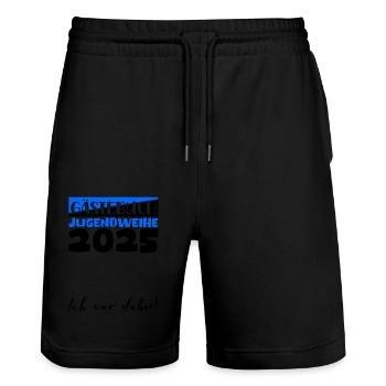 Jugendweihe 2025 Livre d’or Cadeau Filles Garçons - Short de jogging bio TRAINER Stanley/Stella unisexe - noir - Devant - Nik (191cm) & Marisol (170cm)