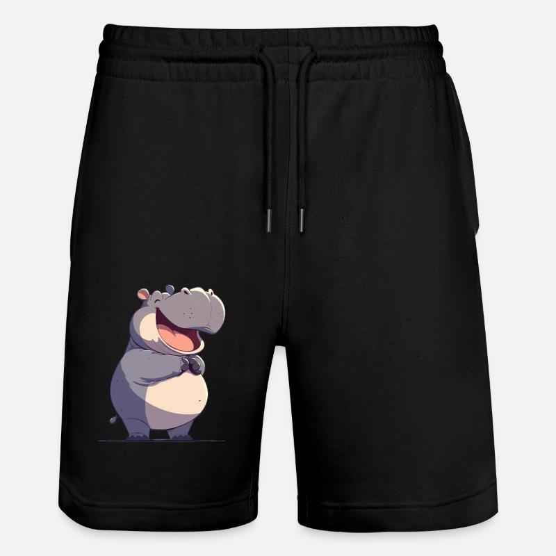 Nilpferd Flußpferd - Stanley/Stella Unisex Bio Joggingshorts Trainer  - Schwarz