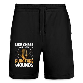 Like A Chess But With Puncture Wounds Fencing - Stanley/Stella Trainer Unisex Organic Jogging Shorts - black - Front - Nik (191cm) & Marisol (170cm)