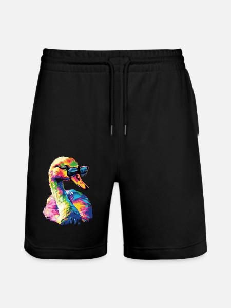 Schwan - Stanley/Stella Unisex Bio Joggingshorts Trainer - Schwarz