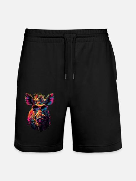 Warzenschwein - Stanley/Stella Unisex Bio Joggingshorts Trainer - Schwarz