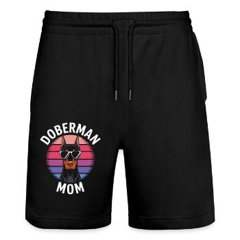 Dobermann Spruch Mama Lustiges Dobermann Geschenk - Stanley/Stella Unisex Bio Joggingshorts Trainer  - Schwarz - Vorne - Nik (191cm) & Marisol (170cm)