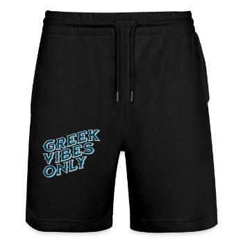 Greek Vibes Only Stylish Party Design - Stanley/Stella Unisex Bio Joggingshorts Trainer  - Schwarz - Vorne - Nik (191cm) & Marisol (170cm)