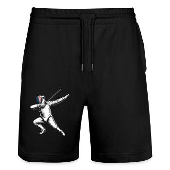 Dubbing Fechter Fechter Degen Degen Fechter Athlet - Stanley/Stella Unisex Bio Joggingshorts Trainer  - Schwarz - Vorne - Nik (191cm) & Marisol (170cm)
